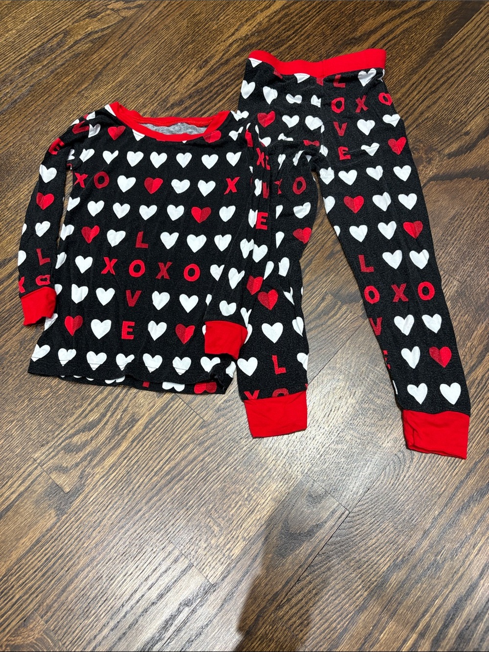 Little Sleepies Black, White & Red Heart and XOXO Pajama Set